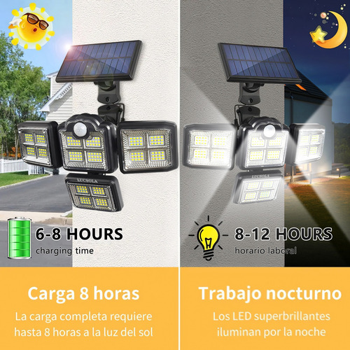 Lamparas Solar Focos Led Para Exterior Luz Solar Con Sensor Pieza Dividida