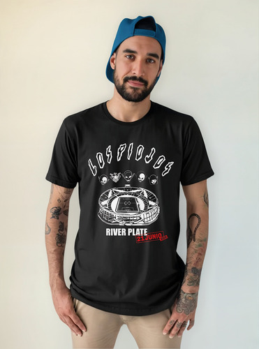 Remera Los Piojos River 21 Junio 100% Algodón Doble Estampa