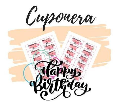 Cuponera Vales Feliz Cumpleaños Mujer Imprimible