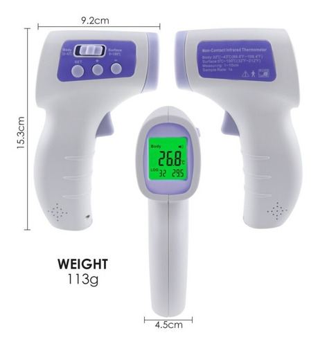 Imagen 1 de 7 de Termometro Digital Laser Infrarrojo Humano Envio Gratis