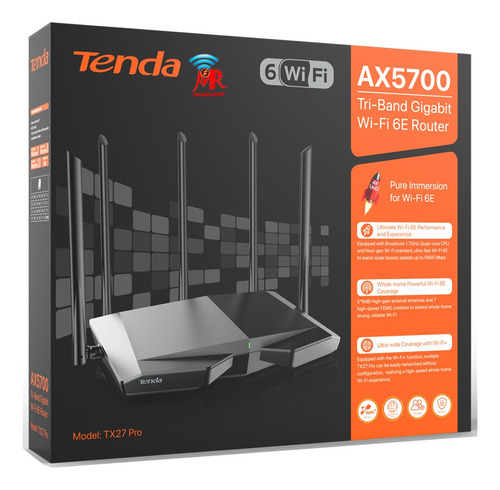 Tenda Tx27 Pro Ax5700 Tri-band Gigabit Wi-fi 6e Router