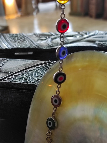 Imagen 4 de 5 de Pulsera Cadena Con Ojo Turco En Colores Plata 925