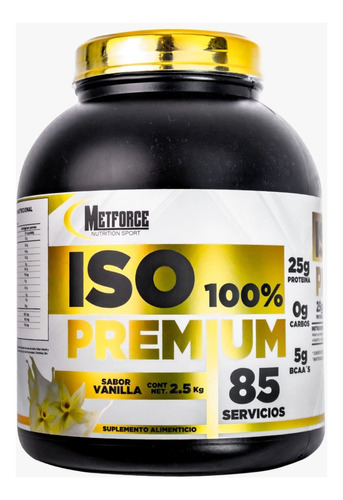 Proteína Isolate Hidrolizada Premium Metforce 2.5kg 85 Servs