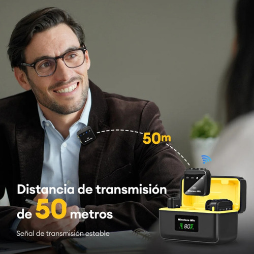 Micrófono Inalambrico Lavalier Solapa Para Iphone Android Negro