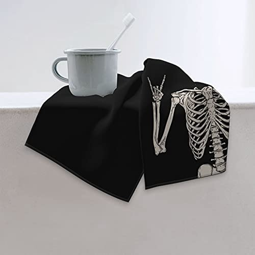Rock And Roll Skeleton Hippie Skull Toallas Suaves Para Los