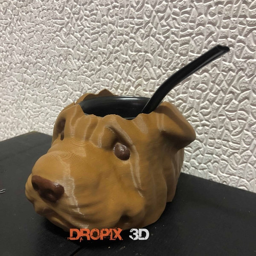 Imagen 4 de 11 de Mate 3d Sharpei Incluye Bombilla Pintado A Mano Perro Raza