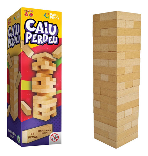 Jogo Caiu Perdeu Torre Madeira Equilíbrio Brinquedo Menino Menina