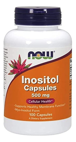 Inositol 500 mg 100 cápsulas Now Foods, sabor sem sabor