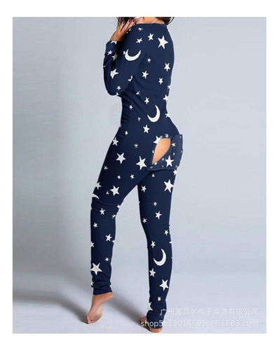 Pijama De Navidad For Mujer, Pijama Con Abertura Trasera