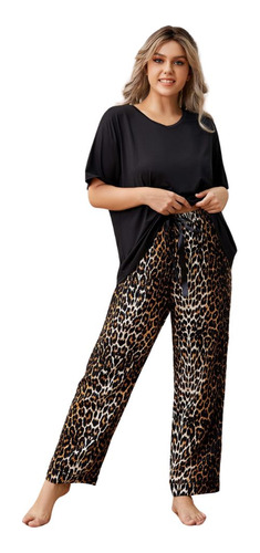 Plus Size Mujer Pijama Conjunto Manga Corta Ropa De Dormir