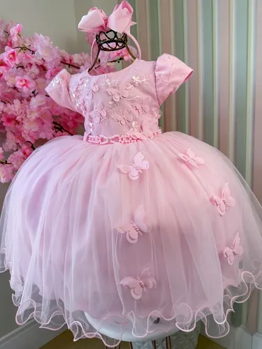 Vestido Festa Infantil Luxo Jardim Encantado Rosa 04 Frete gr tis