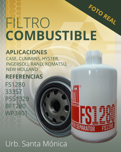 Filtro Combustible Fsh1280 33357 P551329 Bf1280 Wp3401