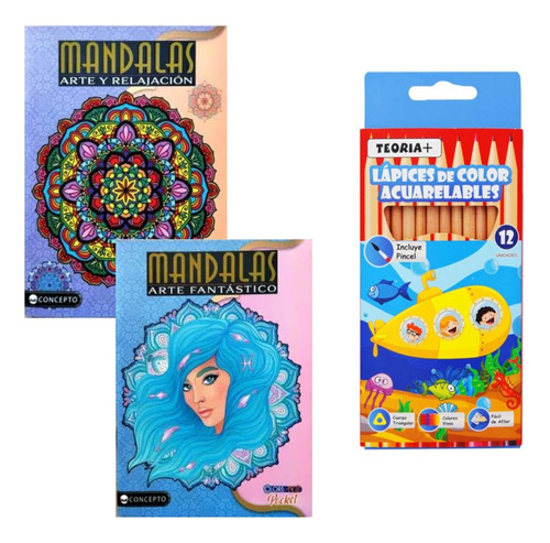 Pack Dos Mandalas Pocket Mas Colores Teoria Acuarelables X12