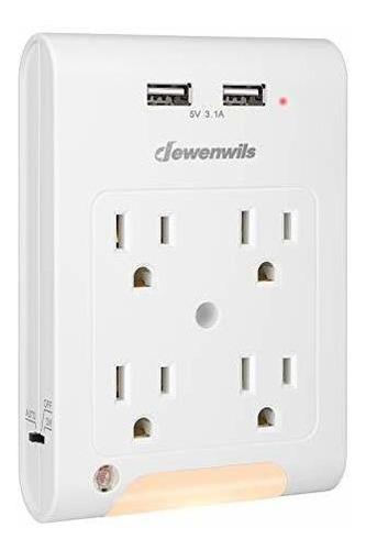 Dewenwils Multi Outlet Adapter With 2 Usb