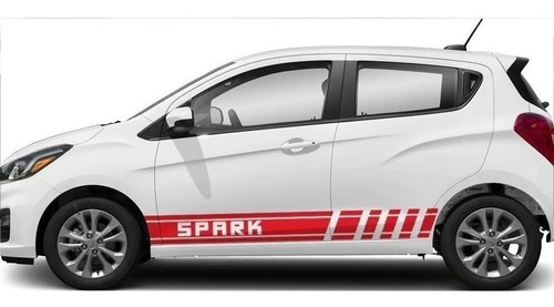 Stickers Franja Lateral Para Chevrolet Spark+espejos 4 Ps 4
