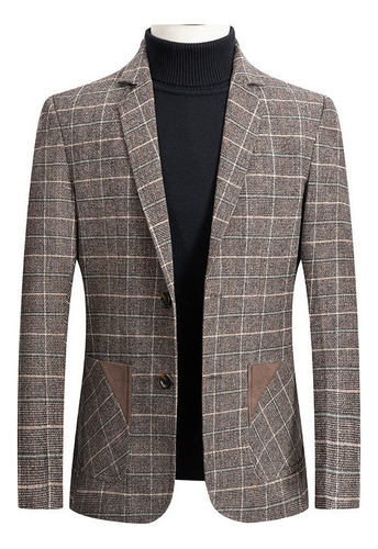 Blazer Hombre Estilo Británico Clásico Patrón De Cuadros