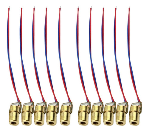 10 Unidades 5v 650nm 6mm 5mw Mini Módulo Diodo Punto Cabeza