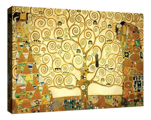 Cuadro Decorativo Canvas Coleccion Gustav Klimt 60x45 Color El Arbol De La Vida Armazón Natural