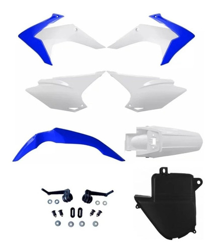 Kit Plástico Crf230 2015 17 Avtec Branco Azul +tampa Bateria