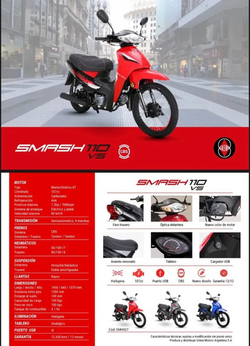 Gilera Smash 110 Base Cbs Patentada $1.773.000 O 12de$215000