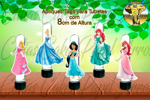 15 Apliques Ou Tags Para Tubetes Princesas Disney Mod.01