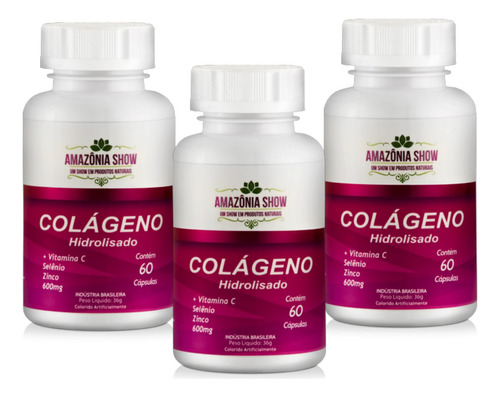 Combo 3 Colágeno Com Vitaminas 60 Capsulas De 500 Mg