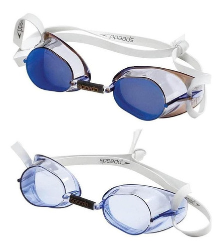 Set Par De Goggles Para Natación Speedo Estilo Sueco Color Blanco