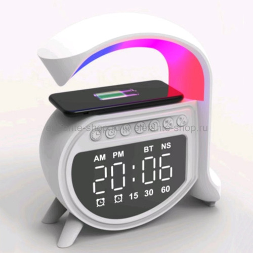 Parlante Lampara Cargador Inalámbrico  Rgb Reloj App Bt