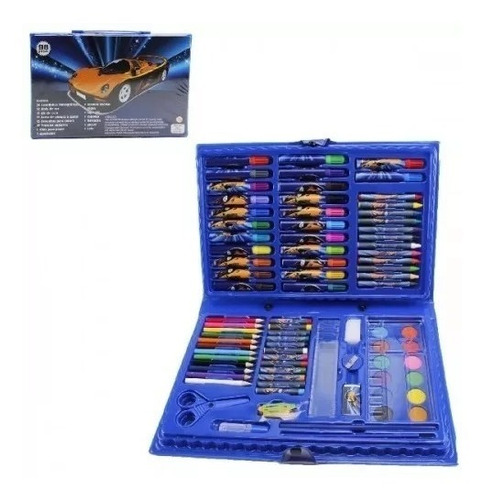 Kit Com 6 Maletas Pintura Escolar Canetinha Lápis Cor 86 Pçs