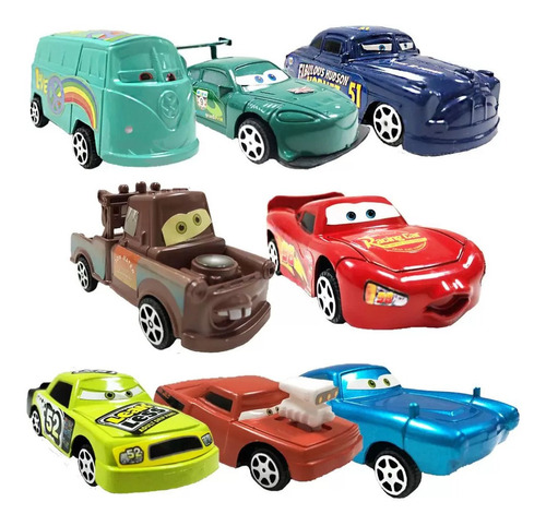 Kit 8 Carrinhos Relâmpago Mcqueen Disney Carros Brinquedos 