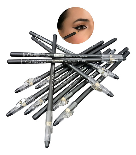 1 Pack D/12 Lapiz Delineador Negro Waterproff, C/sacapuntas.