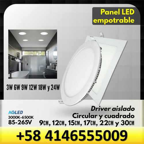 Panel Led Empotrable Circular 18w 3000k 85-265v 22cm