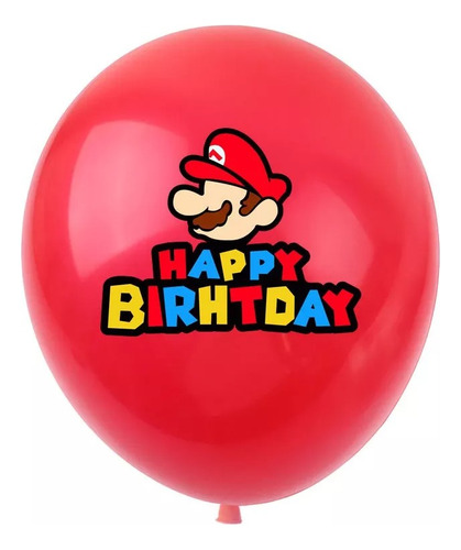 Globos Happy Birthday Feliz Cumpleaños Super Mario Bros