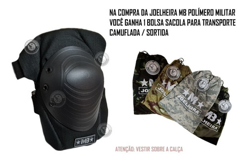 Imagem 3 de 5 de Joelheira Militar Tática E Airsoft Polímero Original + Bolsa