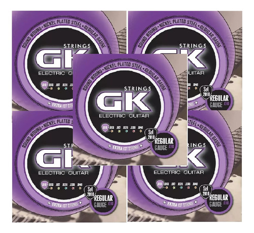 Combo 5 Encordado Gk Guit Electr Calibre Regular +1ra 010 53