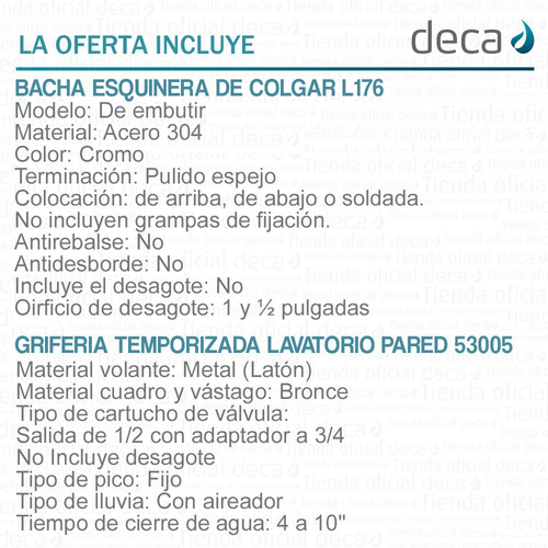 Imagen 6 de 10 de Bacha Johnson Para Quincho + Griferia Pared Temporalizada