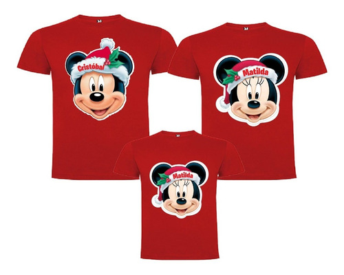 3poleras Familiares Navideñas Personalizadas Mickey Minnie 3