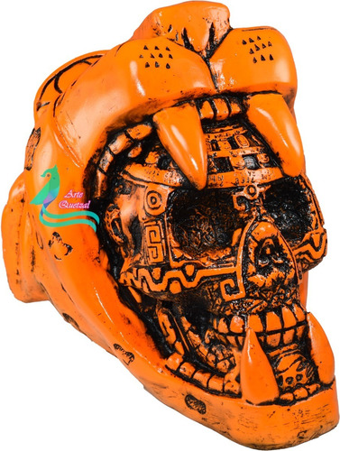 Cráneo Guerrero Jaguar Maya Calavera Resina Caballero Azteca