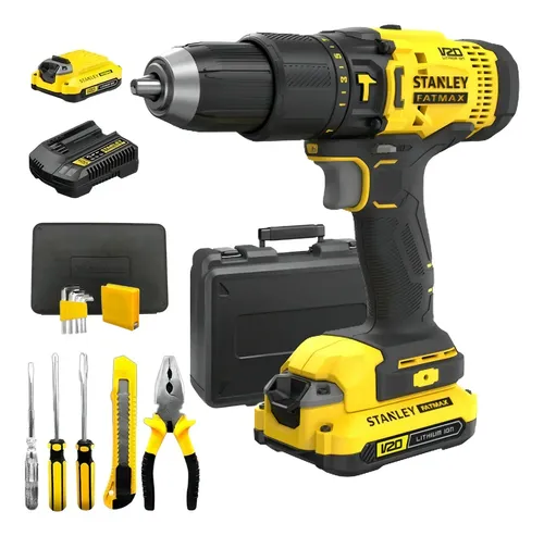 Parafusadeira/furadeira 1/2 Stanley Scd711c2k C/maleta+kit Cor Am...