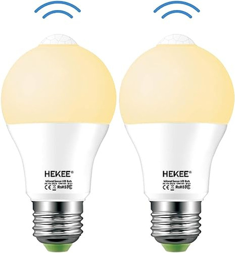 Hekee Bombilla Led Con Sensor De Movimiento De 9 W A19 Pir