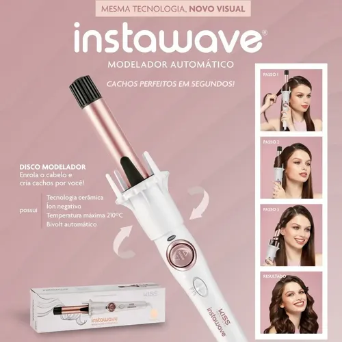 Modelador De Cachos Instawave Kiss New York Bivolt Branco