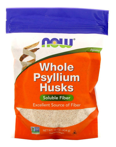 Cascas De Psyllium Husk Em Pó 454g Nowfoods Saúde Intestino