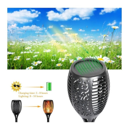 Imagen 6 de 10 de Pack X4 Lampara Luces Solares Antorchas Led Estaca