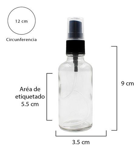 Frasco Atomizador Vidrio 50 Ml Botella Cristal Spray X 15 Pz