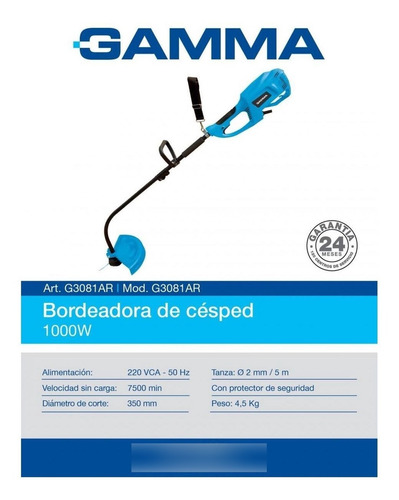 Imagen 5 de 9 de Bordeadora Gamma G3081 Color Celeste 220v