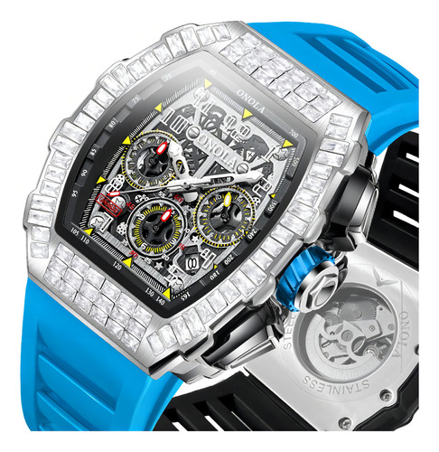 Relojes Mecánicos Automáticos Onola Diamond Color De La Correa Azul