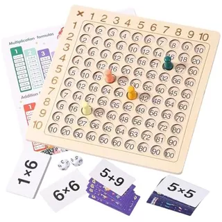 Multiplication Addition Math Board Game For Kids - Wood...