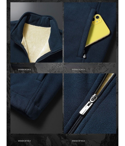 Chamarra Hombre Sherpa Espesar Versión Sólido Coreana Casual