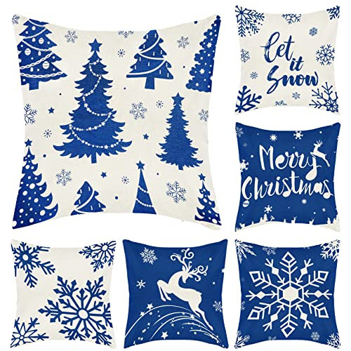 Fundas De Almohada Temáticas Navideñas 18x18 Vibrante...