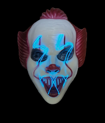 Imagen 2 de 2 de Mascara Payaso It Luz Led Halloween Disfraz Pennywise